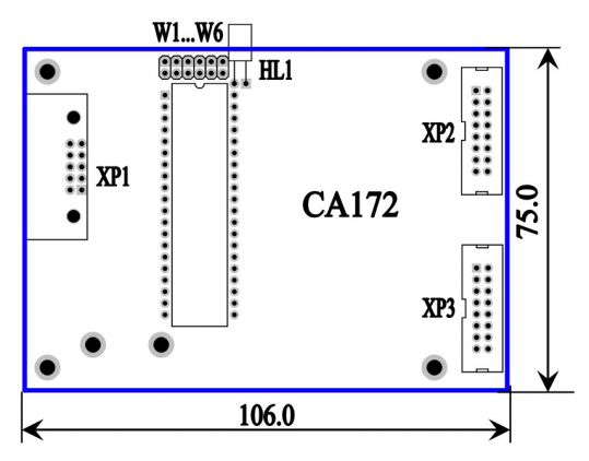 Расположение и назначение соединителей, элементов коммутации и индикации CA172
