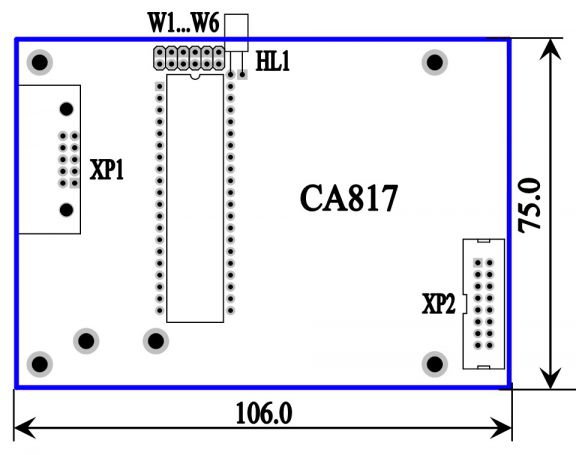 Расположение и назначение соединителей, элементов коммутации и индикации CA817